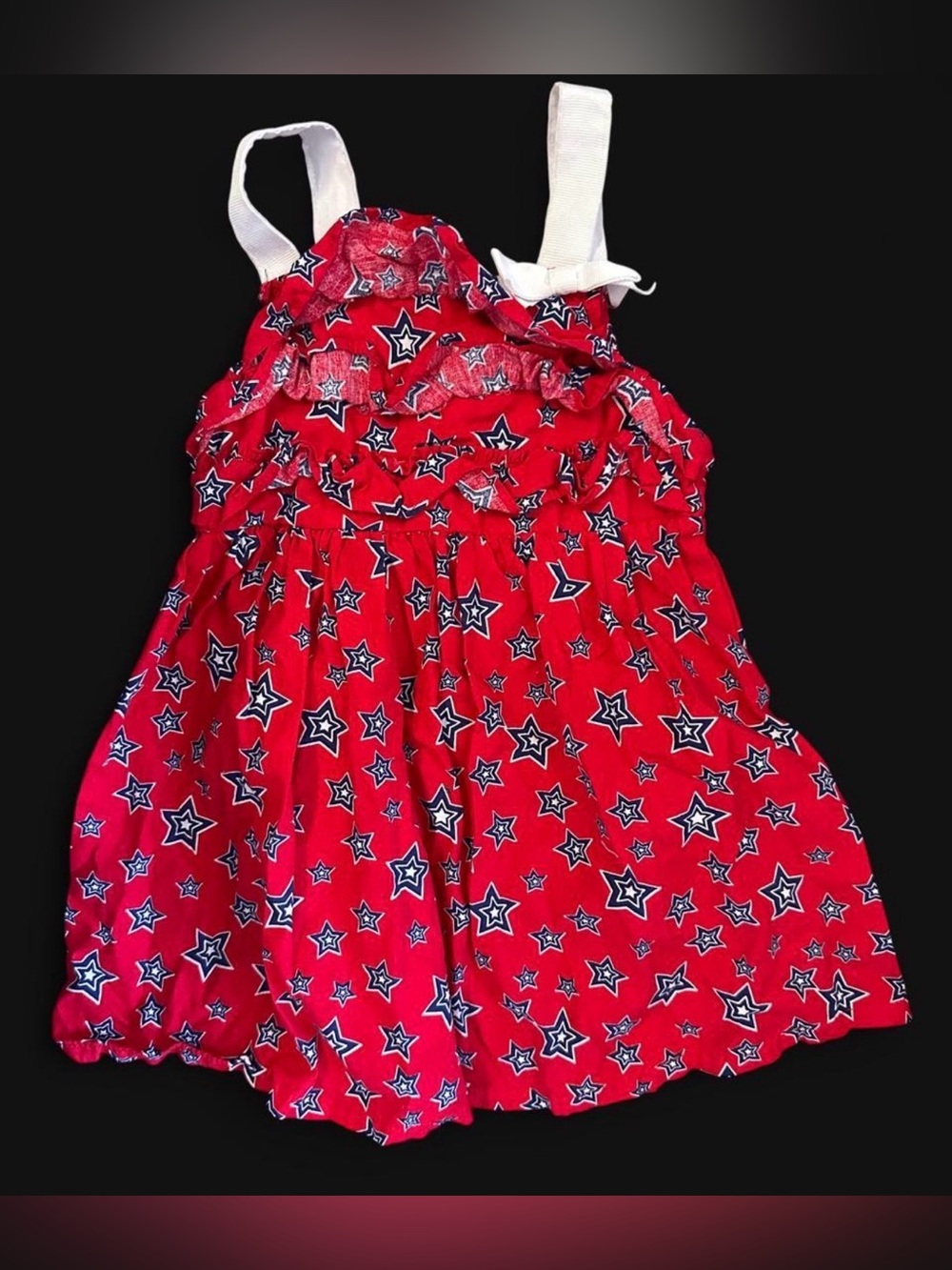 Girls Red Star Print Sundress with White Straps